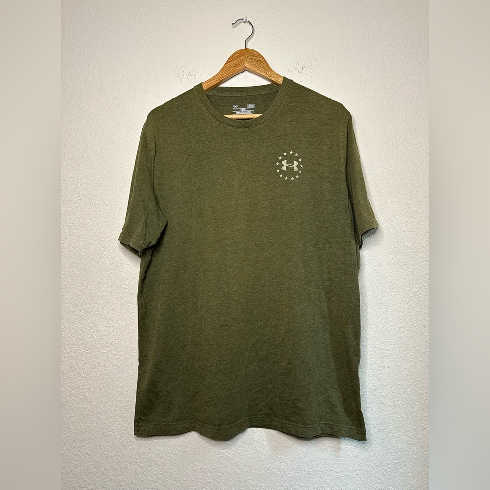Under Armour Olive Green Wounded Warrior Project Tee Shirt Size Large